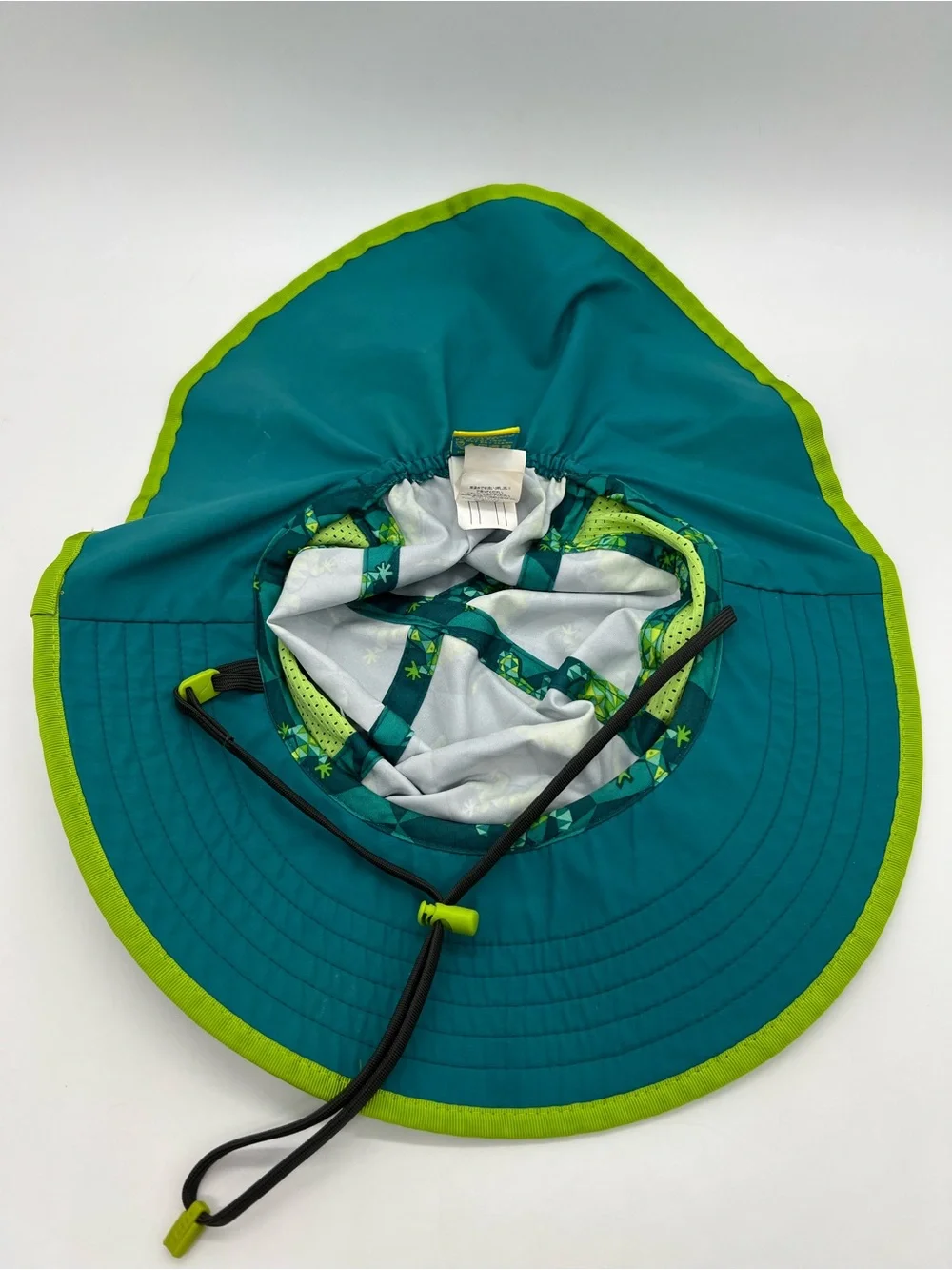Kids Sun Hat with Neck Cape Reptile Print - Green & Blue 5-12 Years